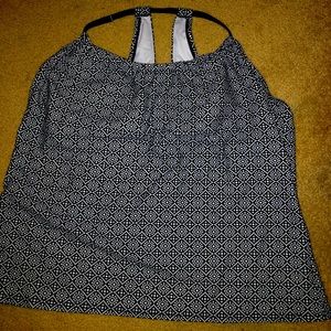 Navy blue patterned Tankini top!